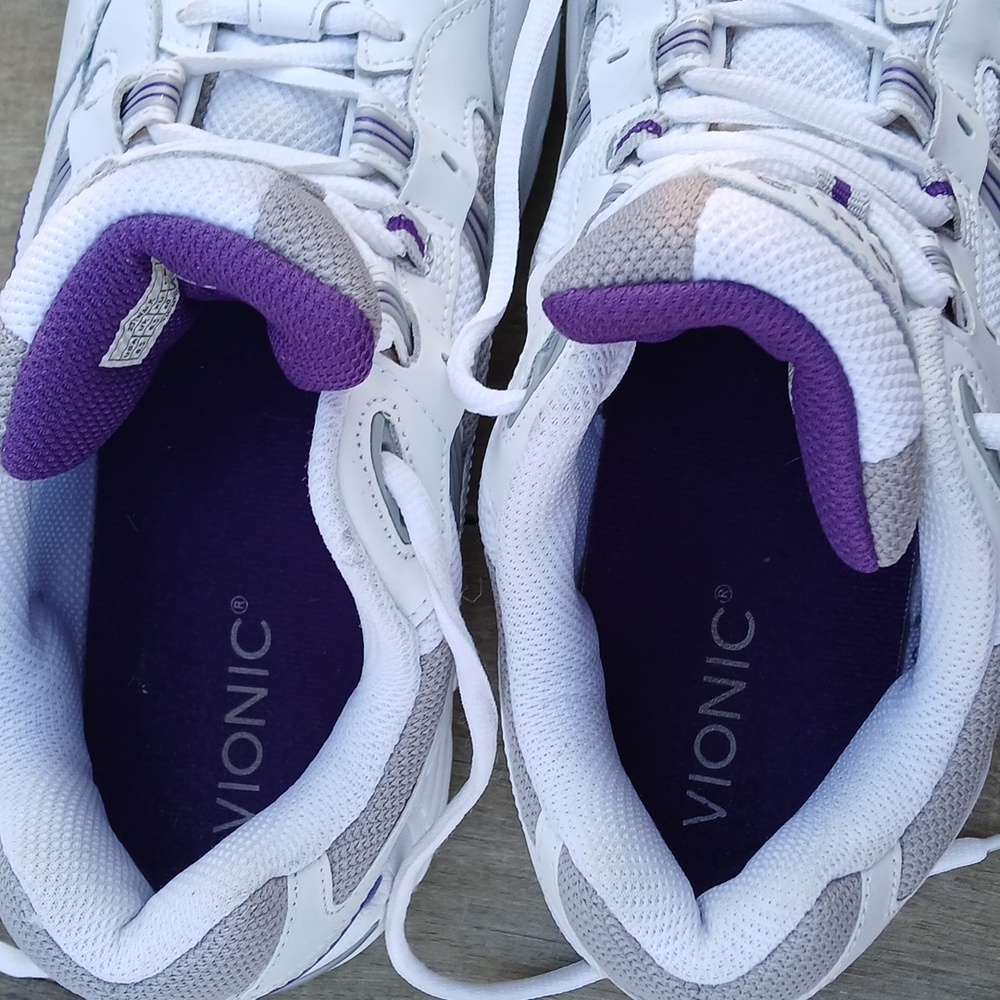 Bionic Walker Shoes Classic Athletic Sneakers Women Size 8.5 Wide,White/Purple - Picture 6 of 9